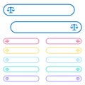 Weight balance icons in rounded color menu buttons