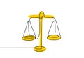 Weight balance symbol. Libra or law identity one line drawing style vector illustration