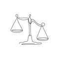 Weight balance symbol. Libra or law identity one line drawing style vector illustration Royalty Free Stock Photo