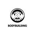 Weight dumbbell. Bodybuilding lettering. Vector illustration.