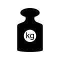 Weight icon. Kg weight logo. Kettlebell icon. Dumbbell symbol in flat style