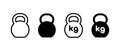 Weight icon vector set. Outline dumbbell symbol