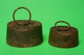 Weight iron on green Royalty Free Stock Photo