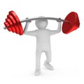 Weight-lifter lifts barbell on white Royalty Free Stock Photo