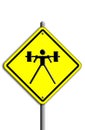 Weight-lifting icon in traffic plate.