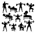 Weight Lifting Man Weightlifting Silhouette Set Royalty Free Stock Photo