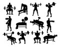 Weight Lifting Man Weightlifting Silhouette Set Royalty Free Stock Photo