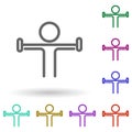 Weight lifting multi color icon. Simple thin line, outline vector of health icons for ui and ux, website or mobile application