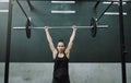 Weight lifting, strong and portrait of woman with barbell for gym training, exercise and intense workout. Fitness