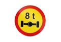Weight limit road sign 8 tons axle load warning Royalty Free Stock Photo