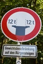 weight limit on the roadside of the dam wall, with explaination Royalty Free Stock Photo