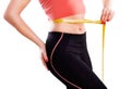 Weight losing - measuring woman's body Royalty Free Stock Photo