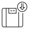 Weight loss black line icon. Refers to a reduction of the total body mass, due to a mean loss of fluid, body fat. Pictogram for