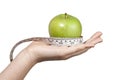 Weight loss concept of fresh apple and tape measure Royalty Free Stock Photo