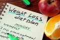 Weight loss diet plan. Royalty Free Stock Photo