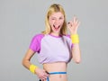 Weight loss. Fitness and health. Female slim waist perfect belly and tape measure. Trying to slim down. Fitness Royalty Free Stock Photo