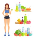 Weight Loss and Healthy Food Vector Illustration