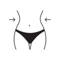 Weight loss icon with woman`s waist. Slim female body outline silhouette. Vector illustration. Royalty Free Stock Photo