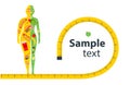 Weight loss. The influence of diet on the weight of the person. Young woman before and after diet and fitness. Blank