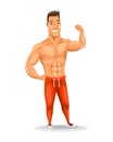 Weight loss. Man and after diet poses. Cartoon funny character on white background. Muscular guy after lose weight Royalty Free Stock Photo