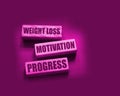 Weight loss motivation progress words on wooden blocks with copyspace. Successful diet healthy food weightloss concept