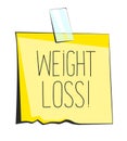 Weight loss paper sticky note. Retro reminder sticker Royalty Free Stock Photo