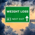 WEIGHT LOSS road sign against clear blue sky Royalty Free Stock Photo