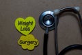Weight Loss Surgery write on stick note on Office Desk. Medical or healthcare concept
