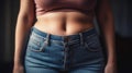 Weight loss woman with bluejeans. Generative ai