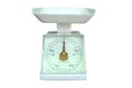 Weight measurement balance isolated white background.