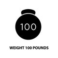 weight 100 pounds icon, black vector sign with editable strokes, concept illustration Royalty Free Stock Photo