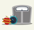 Weight scale chronometer fruit lose Royalty Free Stock Photo