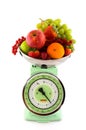 Weight scale with fruit Royalty Free Stock Photo