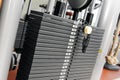 Weight stack in a gym Royalty Free Stock Photo