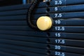 Weight stack in a gym. Gym equipment Royalty Free Stock Photo
