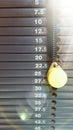 Weight stack scale with graduation in kilograms with pin and sunbeam