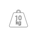 Weight symbol 10 kilograms icon. Element of measuring instruments for mobile concept and web apps. Thin line icon for website desi