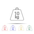 Weight symbol 10 kilograms multi color style icon. Simple thin line, outline vector of measure icons for ui and ux, website or