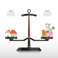 Weighting scale. House and money. Infographic design template