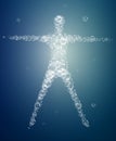 Weightless feeling, man soul concept, light feeling inside, man silhouette build with bubbles, Royalty Free Stock Photo