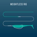Weightless rigged soft plastic bait setup for bass fishing Royalty Free Stock Photo
