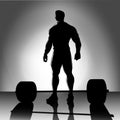 Weightlifter with barbell silhouette