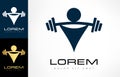 Weightlifter with a barbell. Weightlifting logo. Bodybuilder icon.