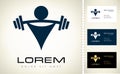 Weightlifter with a barbell. Weightlifting logo. Bodybuilder icon.