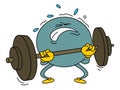 Weightlifter cartoon illustration.Cartoon weight lifter