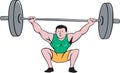 Weightlifter Deadlift Lifting Weights Cartoon