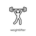 Weightlifter icon. Trendy modern flat linear vector Weightlifter