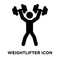 Weightlifter icon vector isolated on white background, logo concept of Weightlifter sign on transparent background, black filled