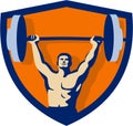 Weightlifter Lifting Barbell Crest Retro Royalty Free Stock Photo