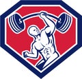 Weightlifter Lifting Barbell Shield Retro Royalty Free Stock Photo